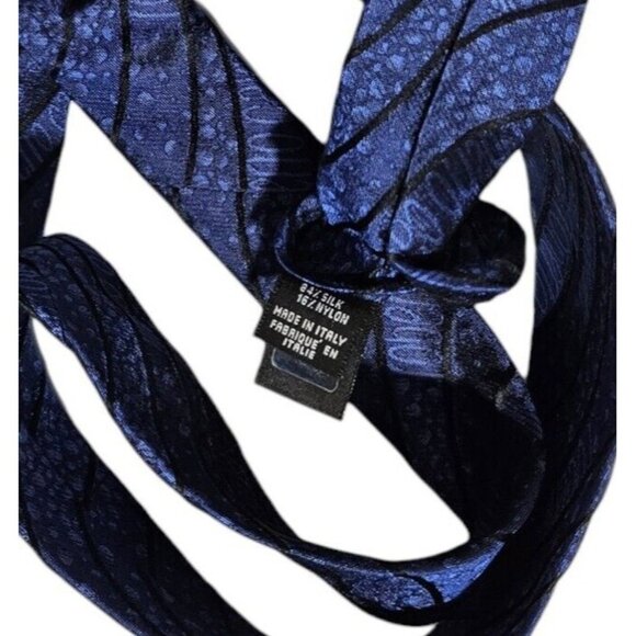 ROBERTO CAVALLI Men's 100% Silk Tie LUXURY Blue Wave Monogram W:3.4" EUC - Picture 3 of 5